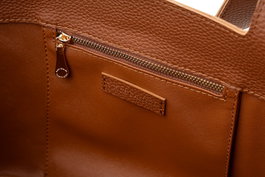 Vince Camuto Bolso de mano tostado, 100% piel de polivinilo, bolso elegante para mujer, 33x15x22 cm